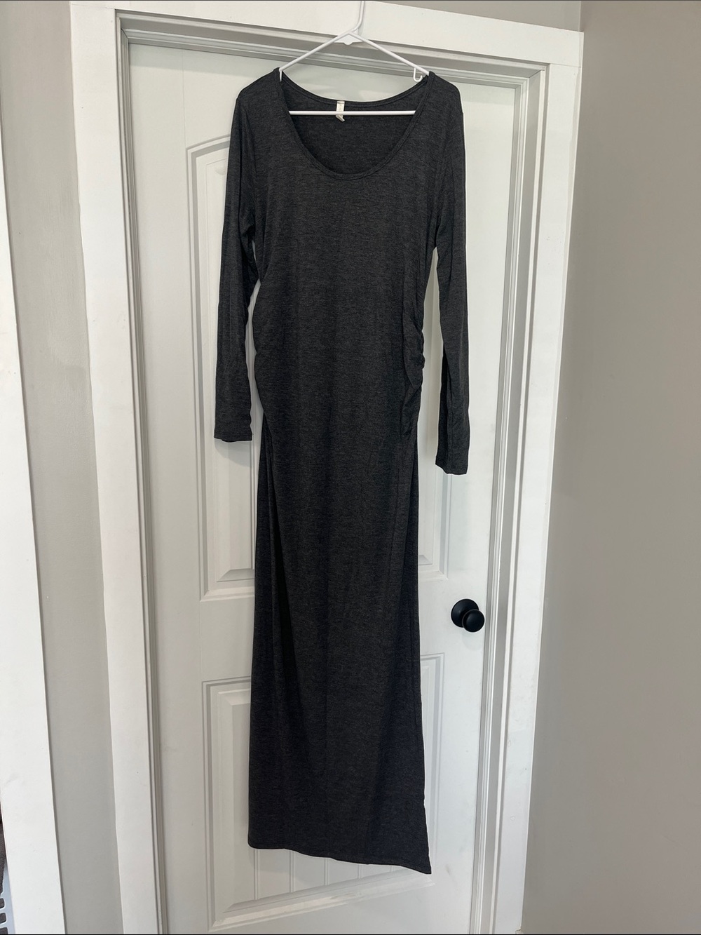Pinkblush Maternity Everyday Long Sleeve Scoop Maxi Dress - Charcoal